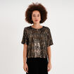 T-shirt &agrave; sequins manches courtes couleur cuivre femme