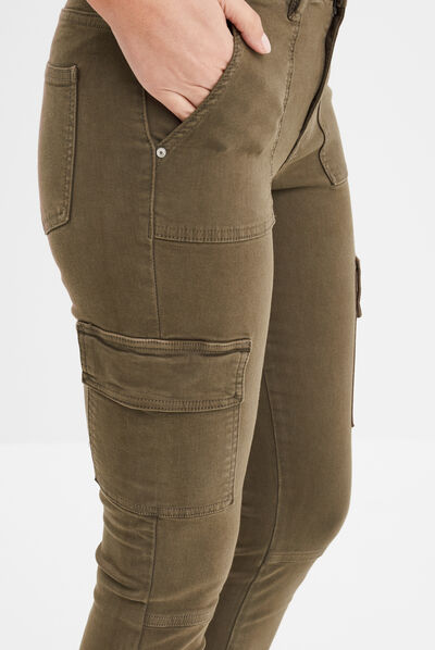 Pantalon cargo skinny 7/8ème Liberto marron foncé femme