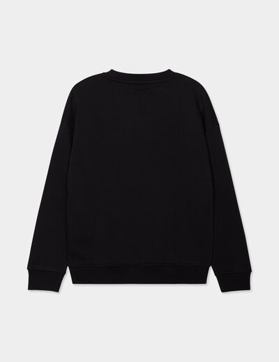 Sweat oversize manches longues col rond noir garçon