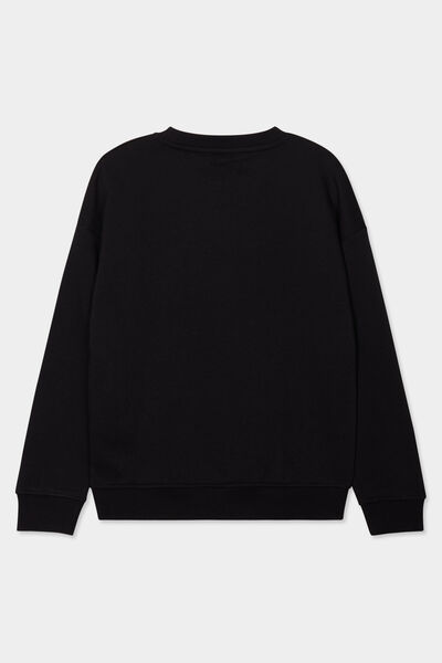 Sweat oversize manches longues col rond noir gar&ccedil;on