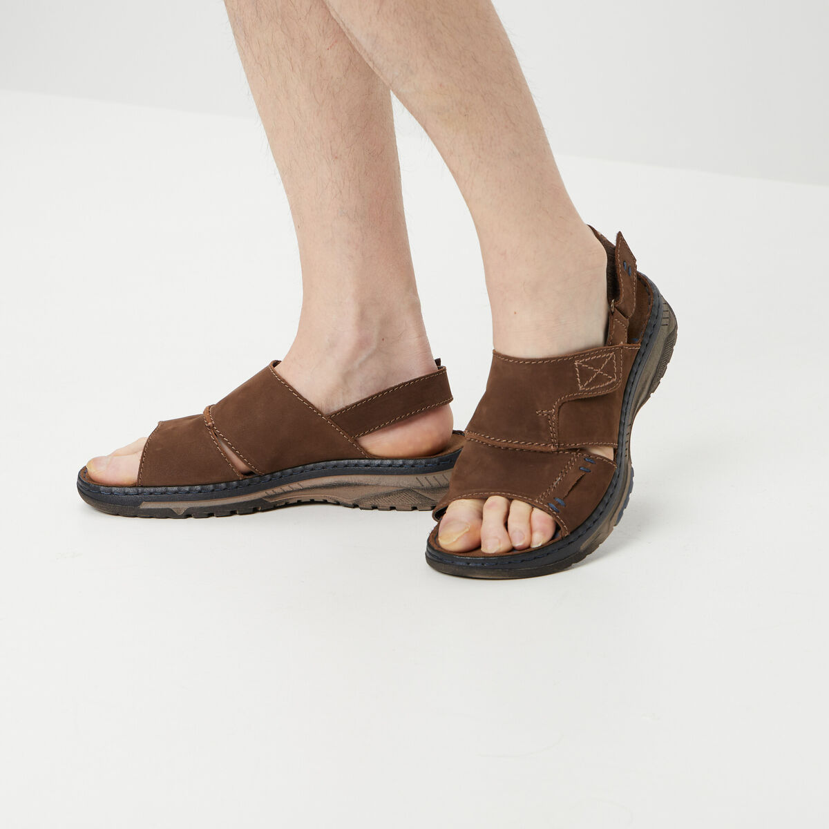 Sandales en cuir Trappeur marron homme
