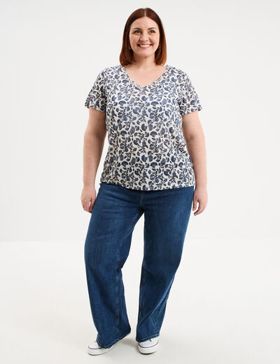 T-shirt manches courtes ecru femme grande taille