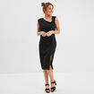 Robe moulante encolure asymétrique noir femme