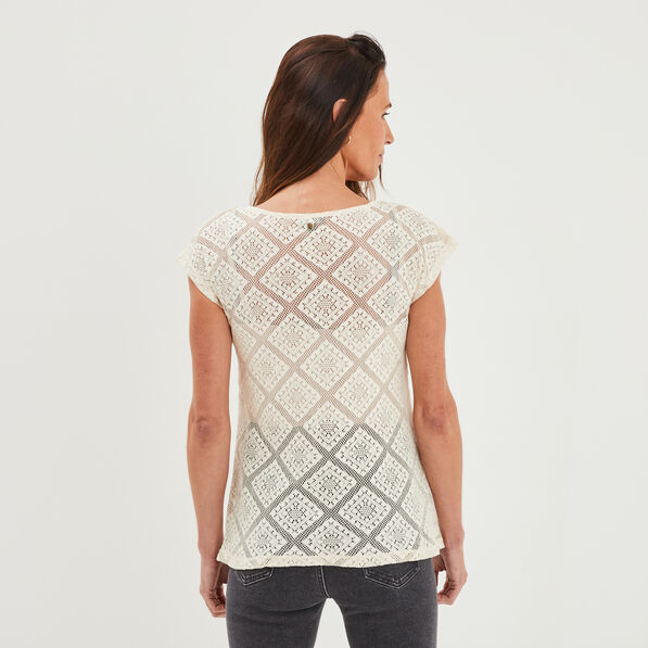 t shirt dentelle oversize liberto ecru femme T-shirt dentelle oversize Liberto ecru femme