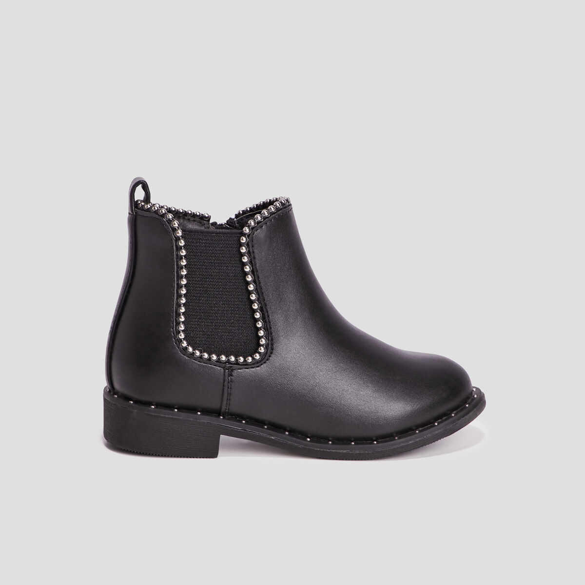 Bottines chelsea zippées à clous noir fille