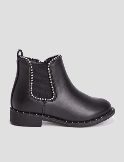 Bottines chelsea zippées à clous noir fille