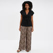 T-shirt dentelle col en V noeud noir femme