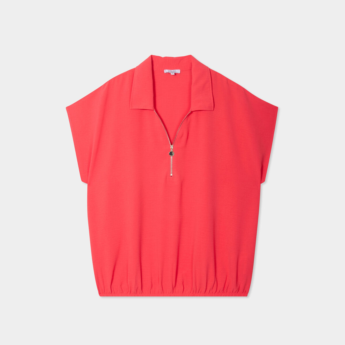 Blouse effet satin manches courtes rouge femme grande taille