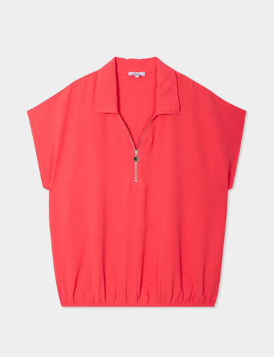 Blouse effet satin manches courtes rouge femme grande taille