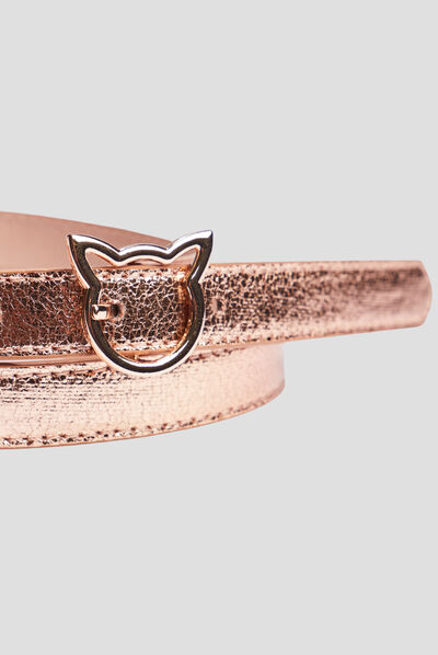 Ceinture métallisée rose fille