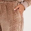 Pantalon effet polaire d&eacute;tails torsades beige femme