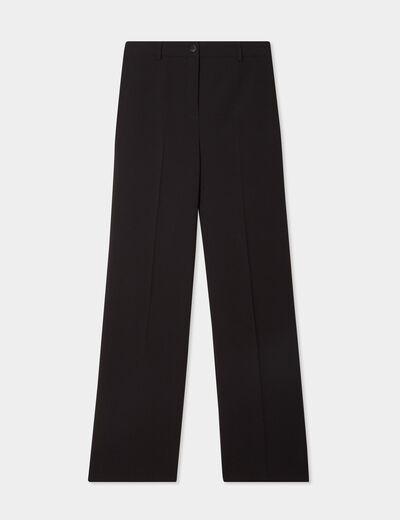 Pantalon taille haute droit avec pinces noir femme