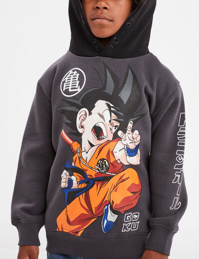 Sweat à capuche hoodie Dragon Ball Goku gris foncé garçon
