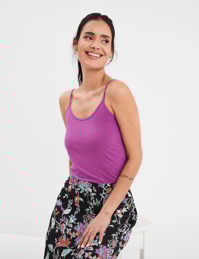 Débardeur coton bretelles réglables violet femme