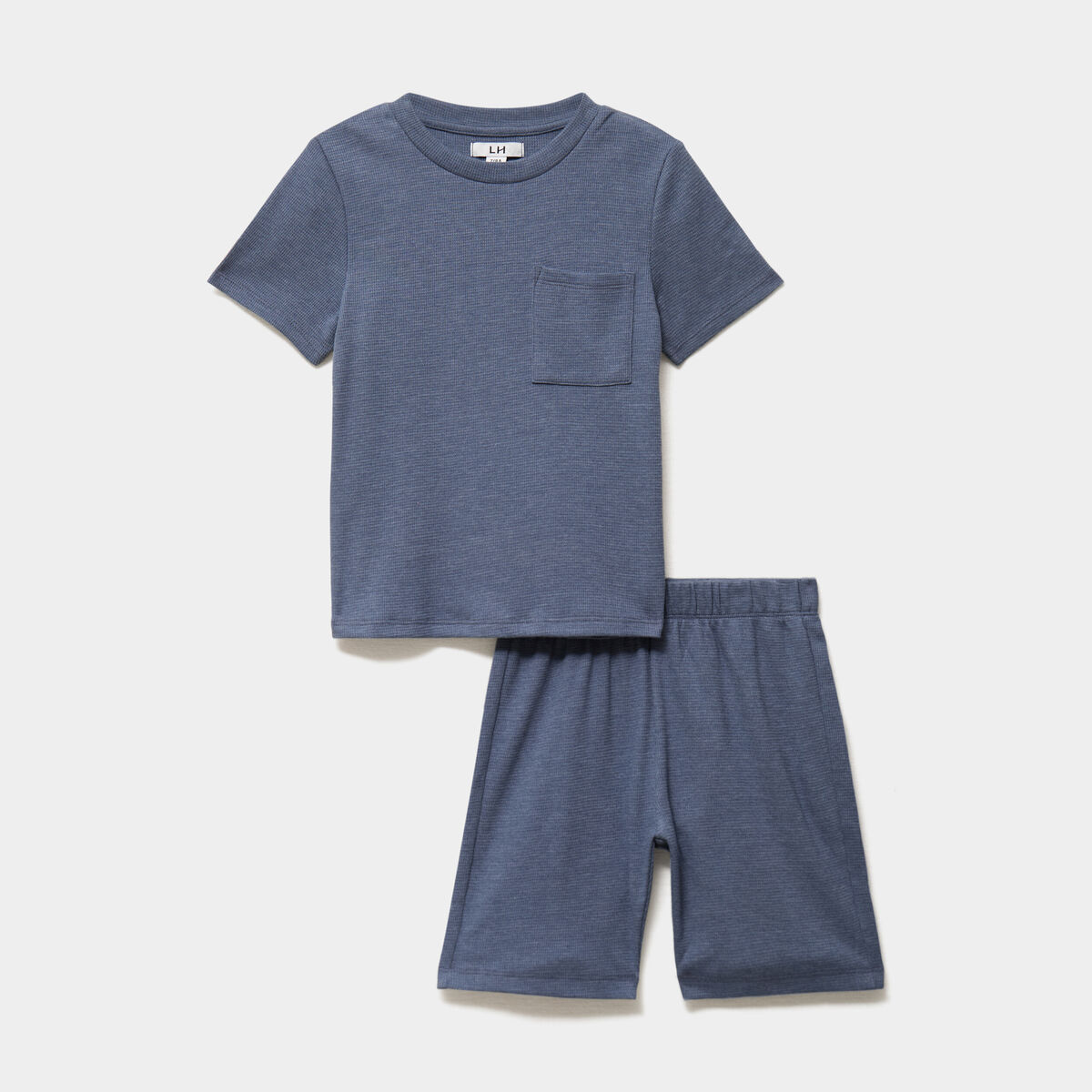Ensemble pyjama short et t-shirt textur&eacute; bleu gris gar&ccedil;on