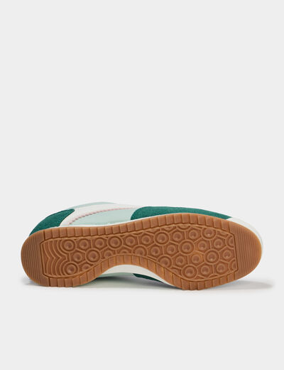 Baskets basses &agrave; lacets vert femme