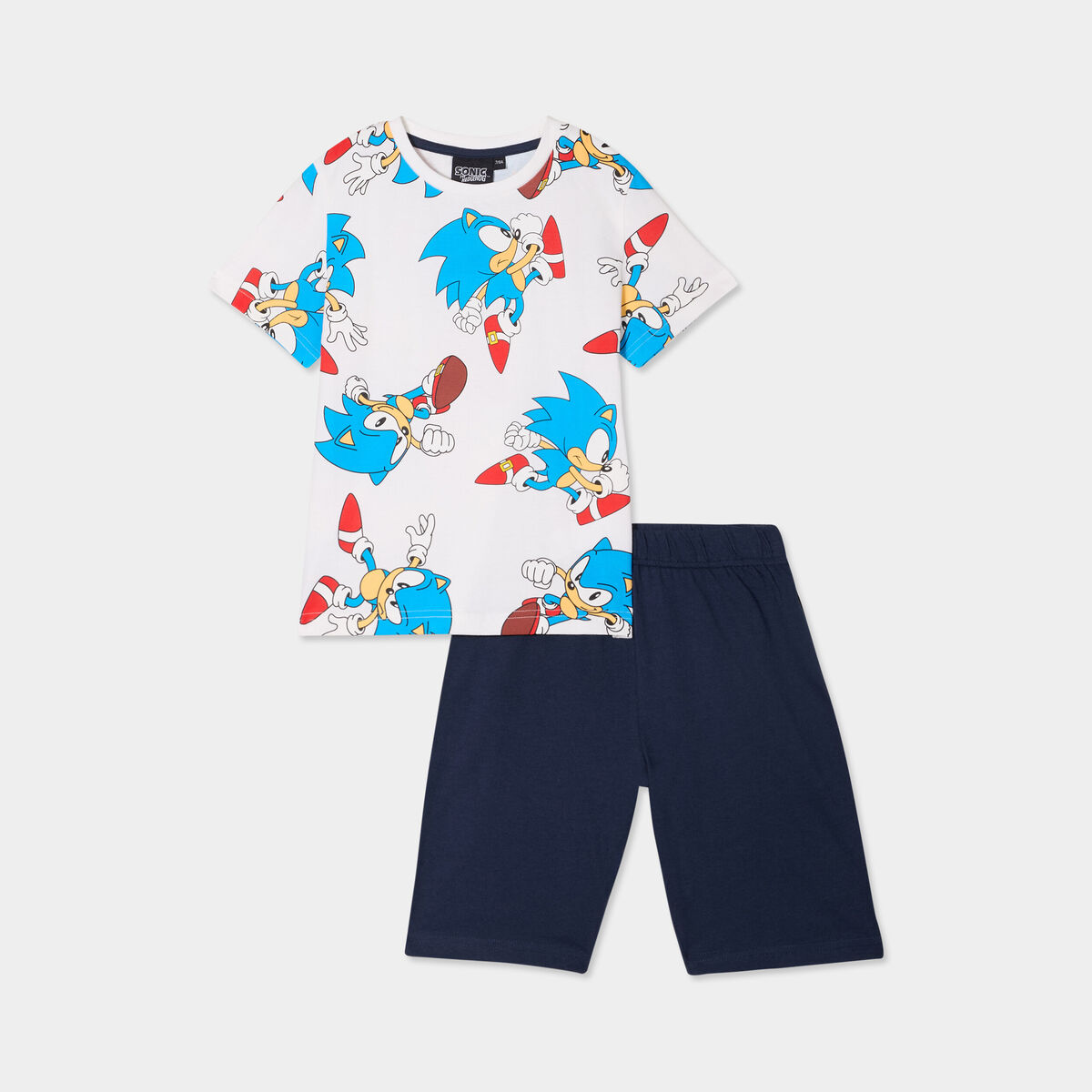 Ensemble pyjama short coton Sonic blanc gar&ccedil;on