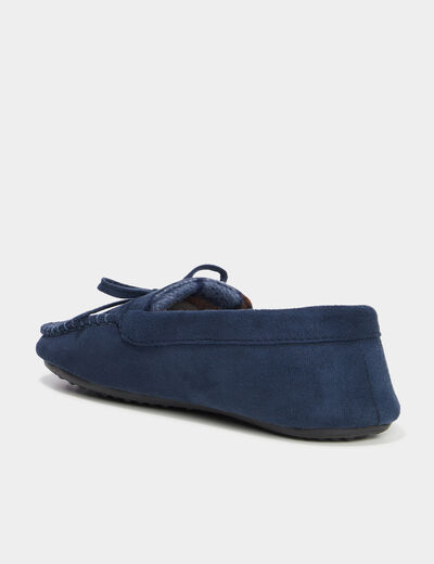 Chaussons mocassins aspect suédine bleu homme