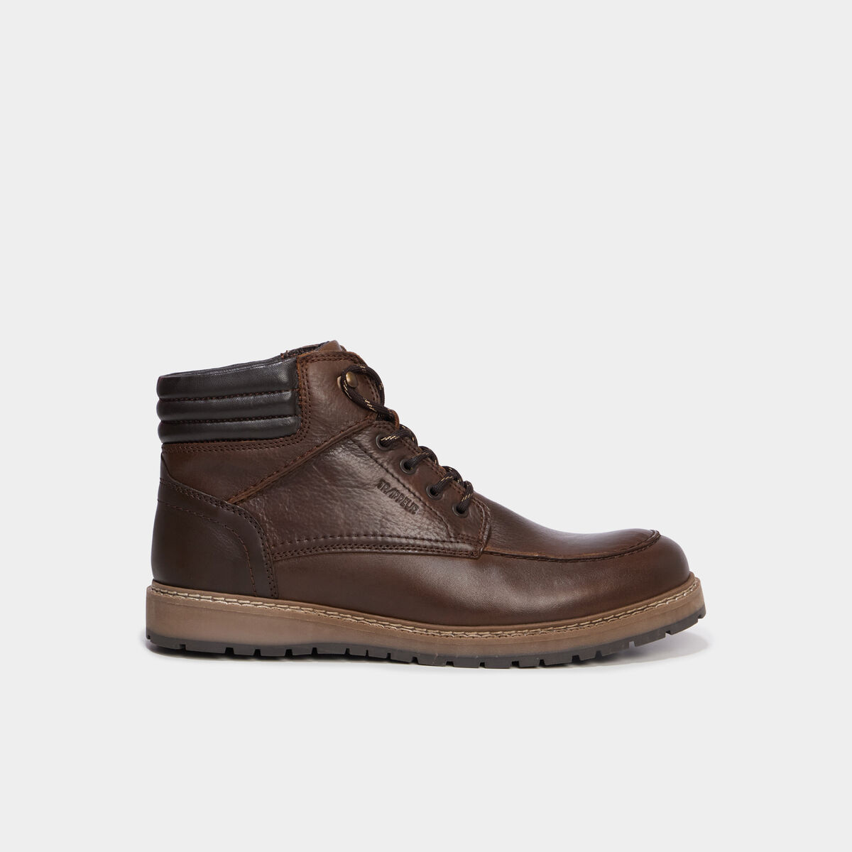 Boots &agrave; lacets en cuir marron homme