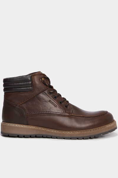 Boots &agrave; lacets en cuir marron homme