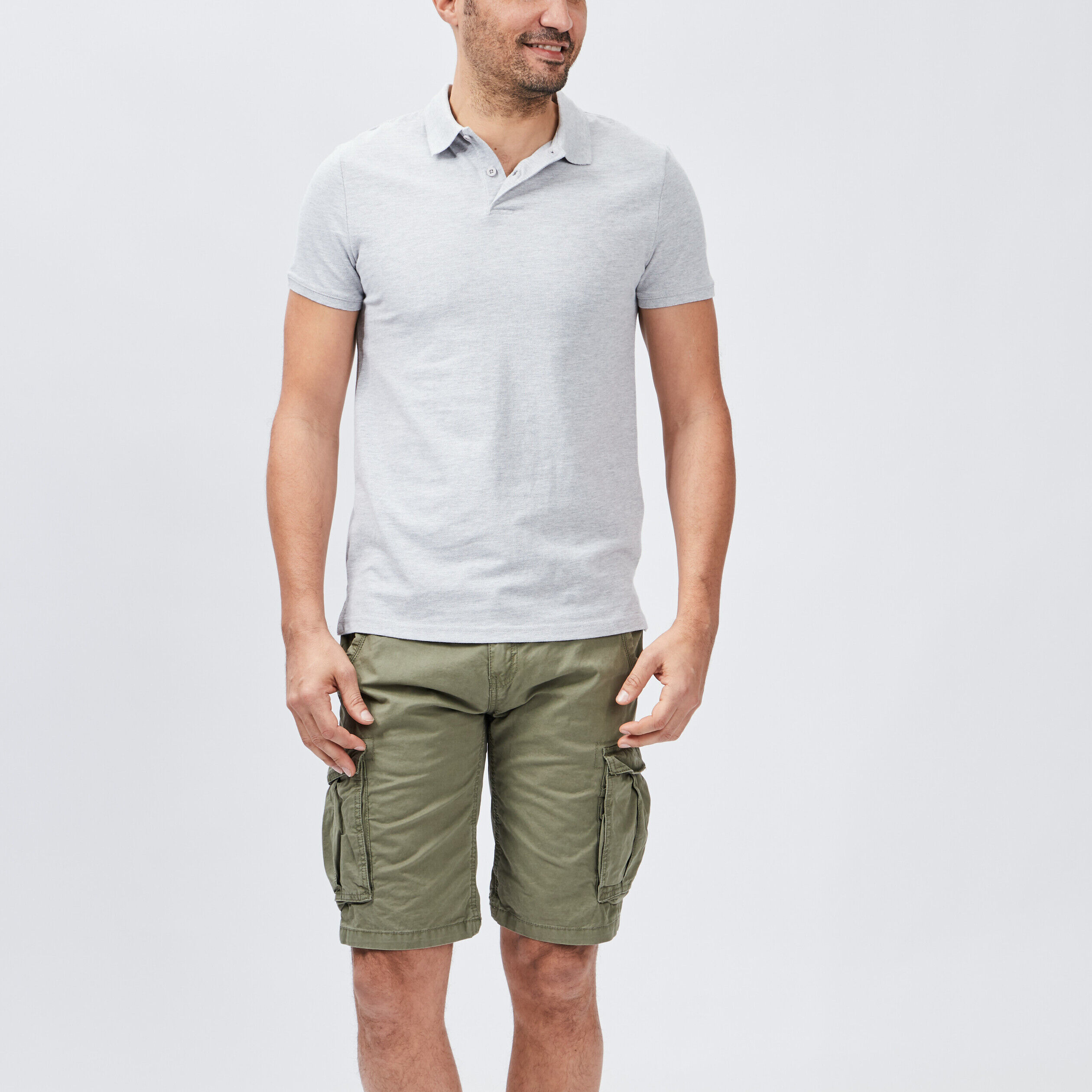 Polo en coton manches courtes gris homme LH