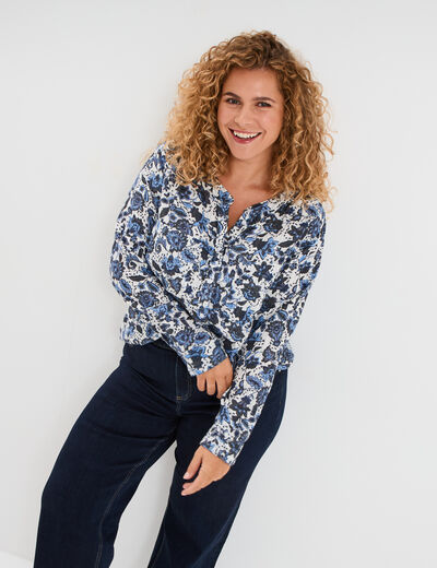 Chemise col mao Modavista blanc femme grande taille