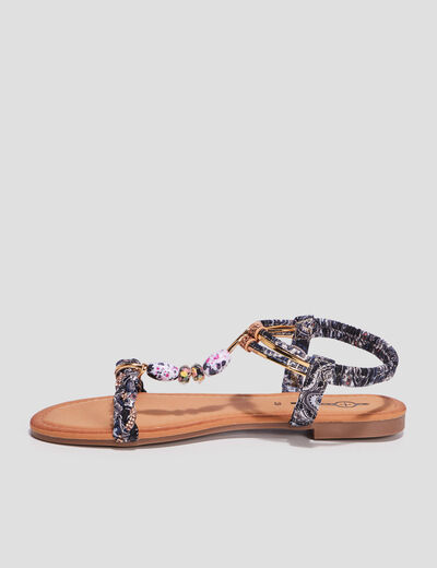 Sandales foulard et perles &eacute;lastiqu&eacute;es multicolore femme