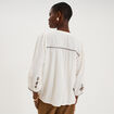 Blouse brod&eacute;e oversize manches 3/4 ecru femme