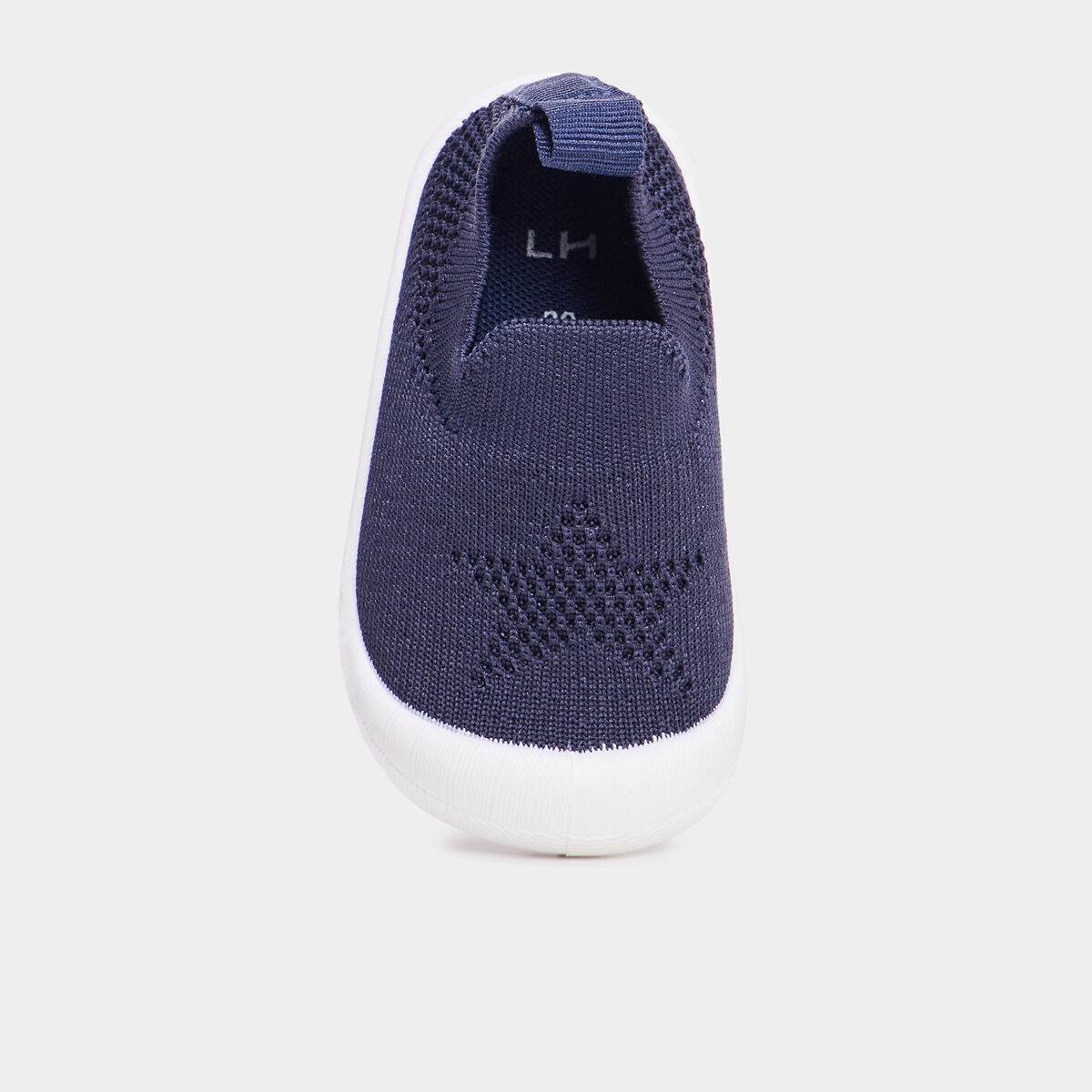 Chaussons aspect tricot semelle souple bleu marine b&eacute;b&eacute; gar&ccedil;on