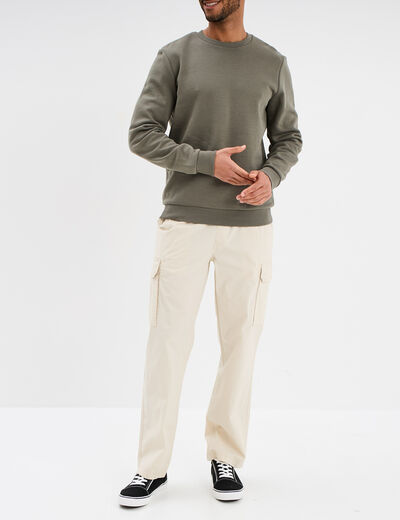 Pantalon cargo slim coton beige homme