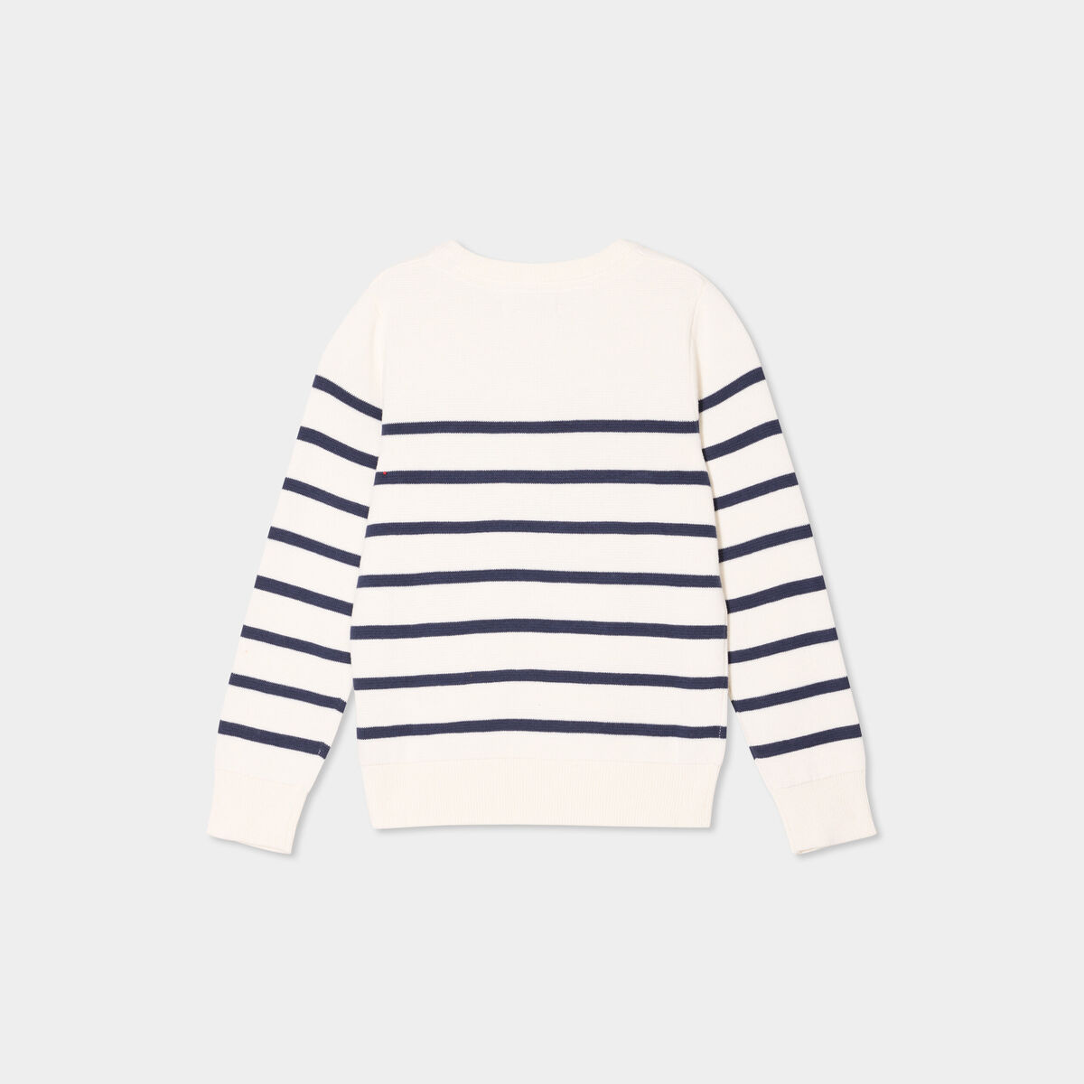 Pull col rond manches longues coton ecru garçon