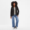 Veste blazer droite boutonn&eacute;e 2 poches noir femme