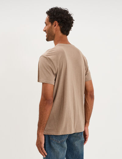T-shirt droit en coton manches courtes taupe homme