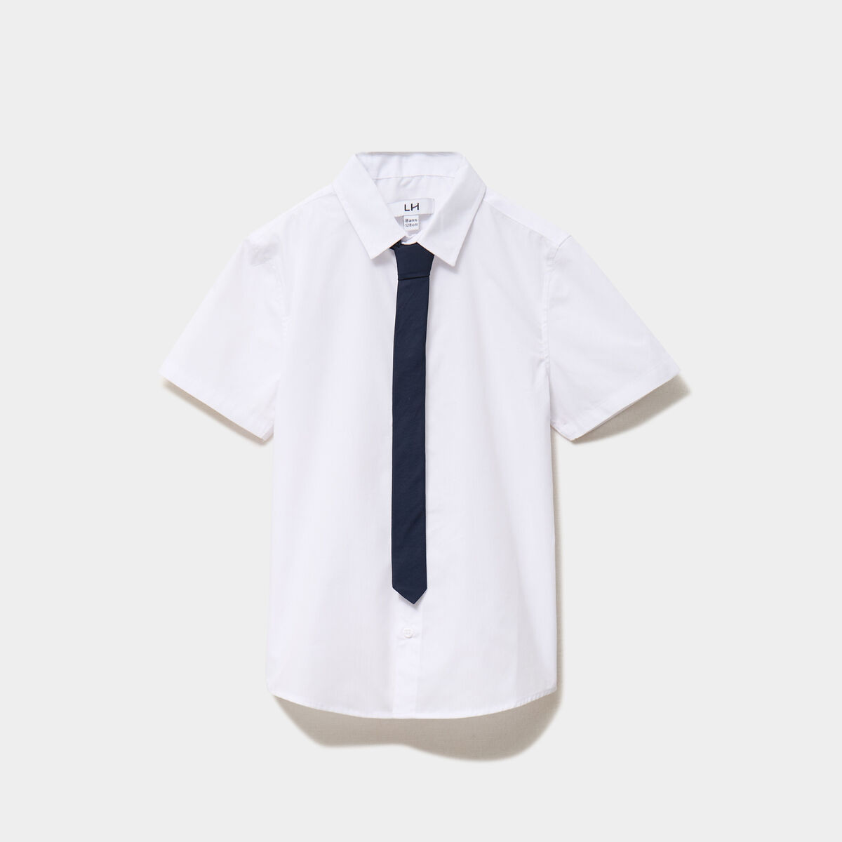 Chemise manches courtes avec cravate blanc gar&ccedil;on