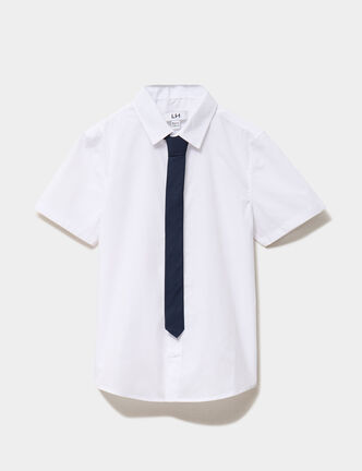 Chemise manches courtes avec cravate blanc gar&ccedil;on