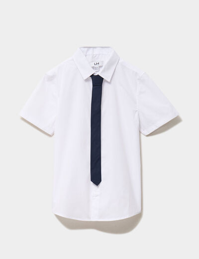 Chemise manches courtes avec cravate blanc gar&ccedil;on