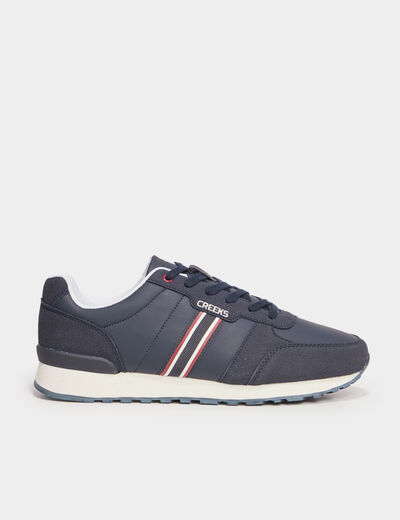 Baskets running à lacets bleu marine homme