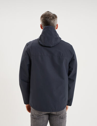 Blouson coupe-vent imperm&eacute;able &agrave; capuche bleu fonc&eacute; homme