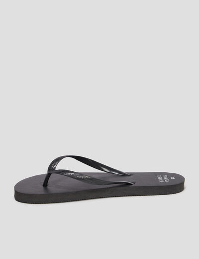 Tongs semelle plate noir femme
