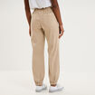 Pantalon molleton cargo droit cropped beige femme