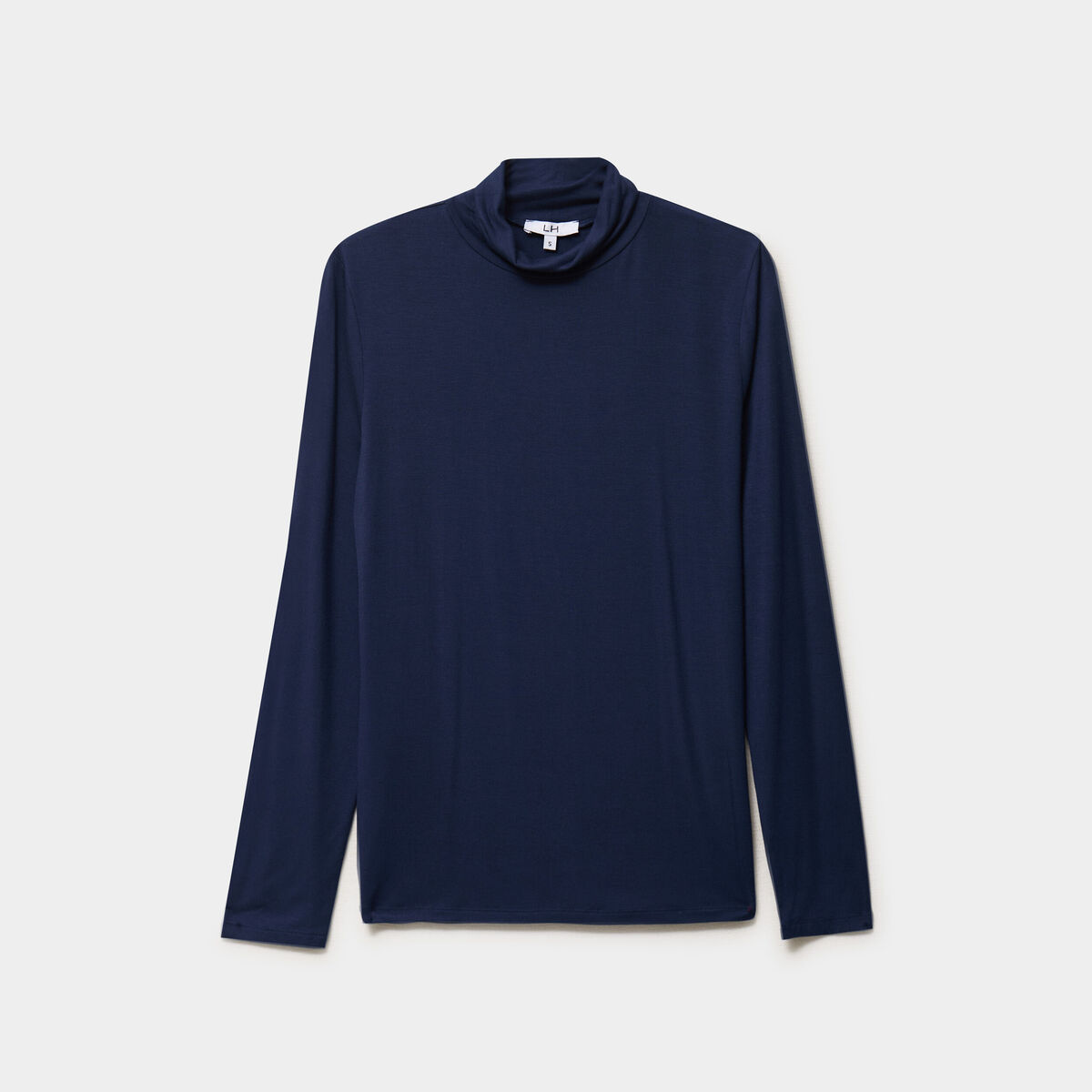 T-shirt manches longues col roul&eacute; bleu marine femme