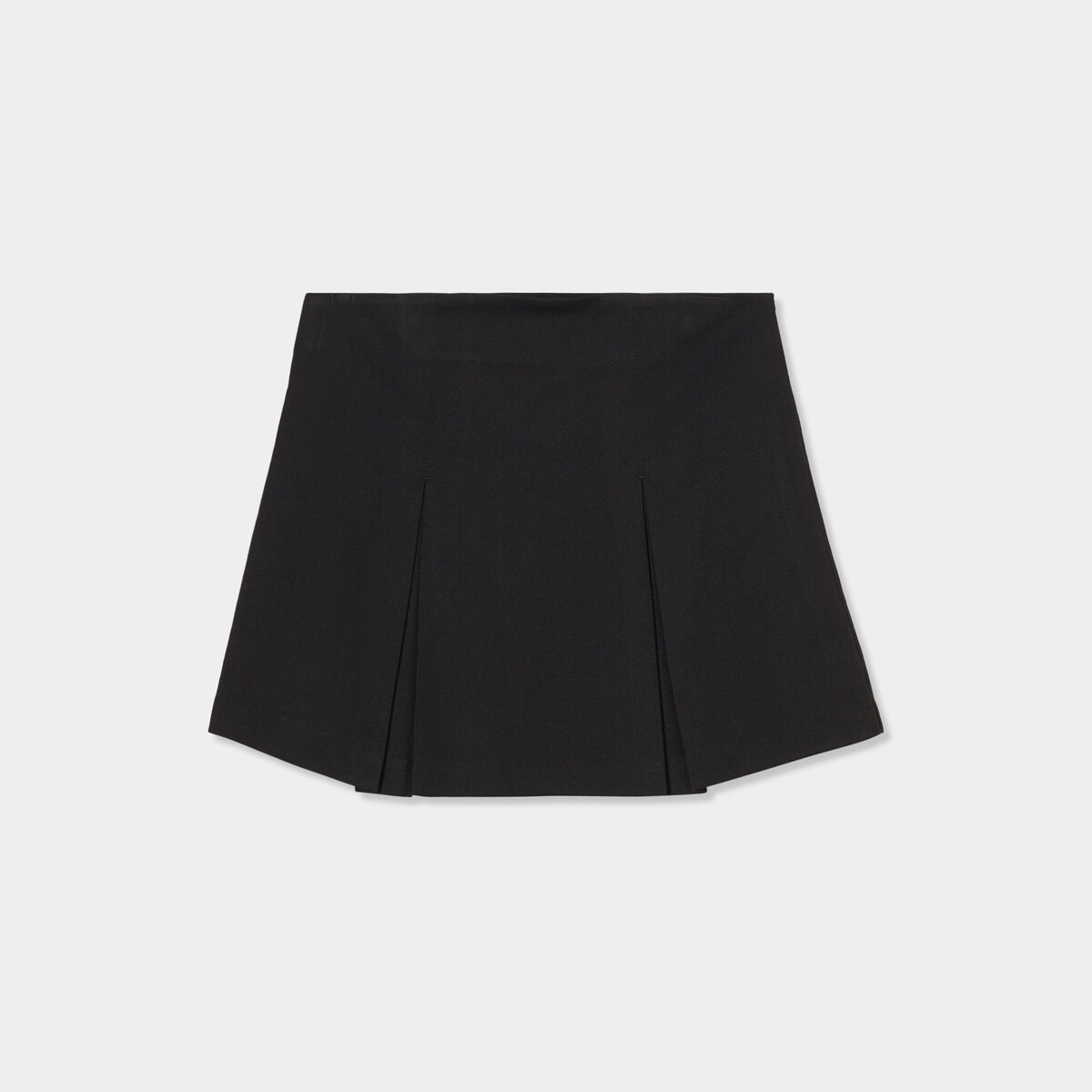 Jupe courte avec plis coupe droite noir femme