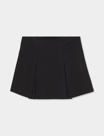Jupe courte avec plis coupe droite noir femme
