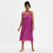 Robe longue pliss&eacute;e cache-coeur violet femme