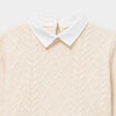 Pull effet 2-en-1 col chemise ivoire fille