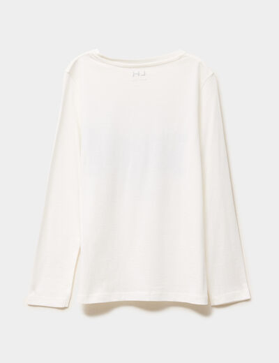 T-shirt col rond manches longues coton blanc garçon