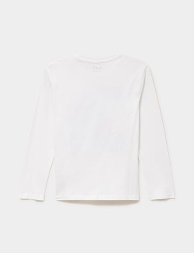 T-shirt manches longues coton blanc gar&ccedil;on