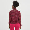 Blouse manches longues à col montant noir femme