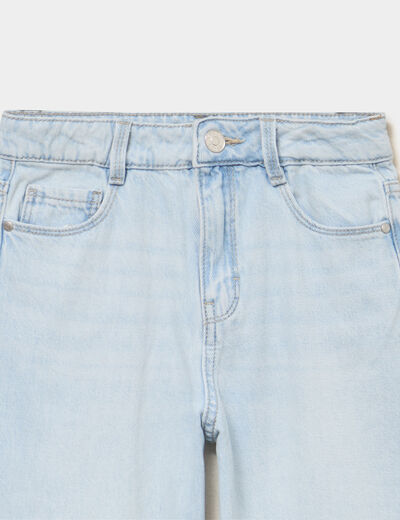 Jean large taille ajustable coton denim bleach fille