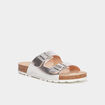 Mules métallisées Kickers gris argent femme